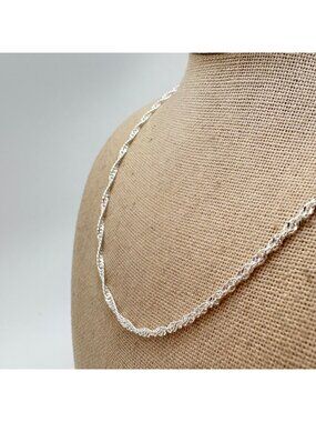 Twisted Cable Chain Necklace VTG Solid Sterling Silver 925 Size 19.5" Length